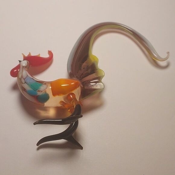 Russian Handblown Art Glass Figurine Rooster Bird - Picture 2 of 12